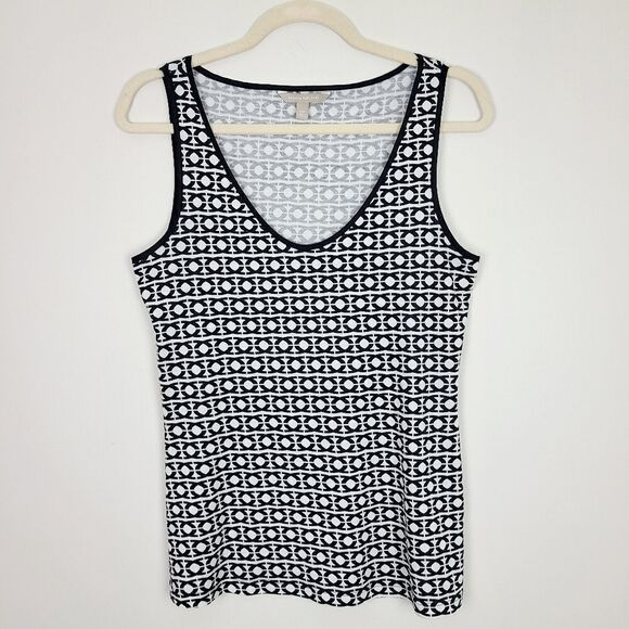 Banana Republic Black & White Geometric Print Tank Top Small - Picture 10 of 16